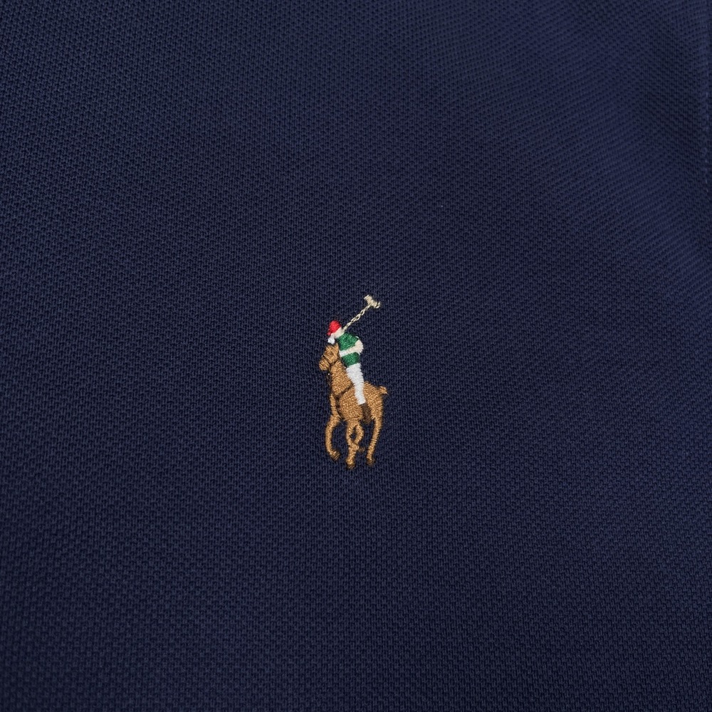 Ralph Lauren Knit Oxford Shirt Mens Large Navy Blue Stretch Flesh Pony Cotton - Picture 7 of 12